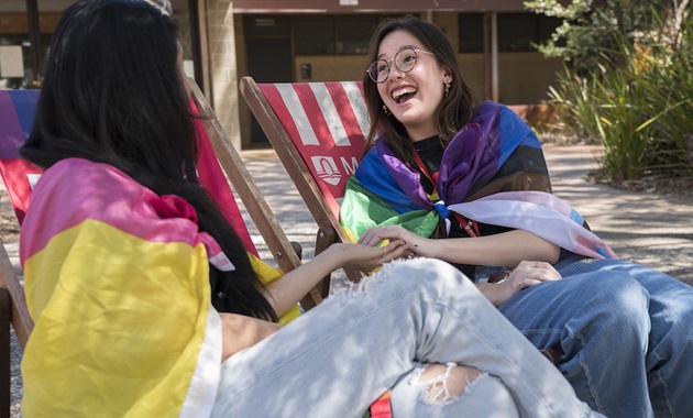 two students with flags