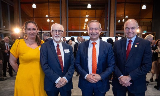 Pro Vice Chancellor First Nations Chanelle van den Berg, Foundation Professor of Education Brian Hill, WA Premier Roger Cook and Vice Chancellor Professor Andrew Deeks