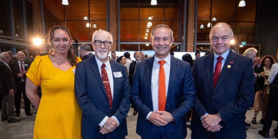 Pro Vice Chancellor First Nations Chanelle van den Berg, Foundation Professor of Education Brian Hill, WA Premier Roger Cook and Vice Chancellor Professor Andrew Deeks