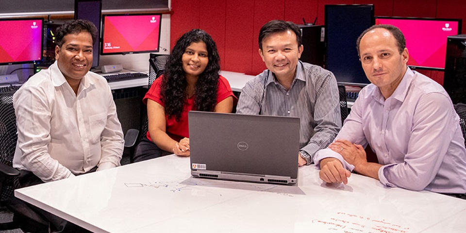 Researchers, from left, Ferdous Sohel, Upeka Somaratne, Kevin Wong and Hamid Laga