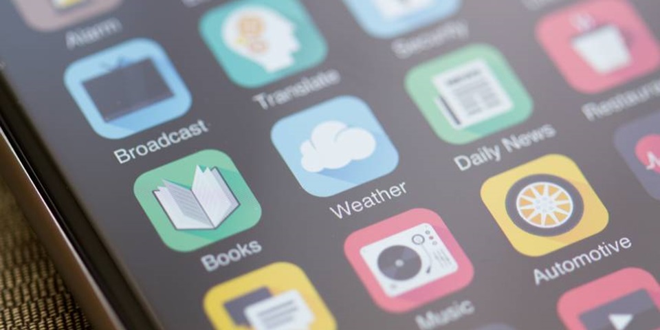 Image of phone with apps on screen