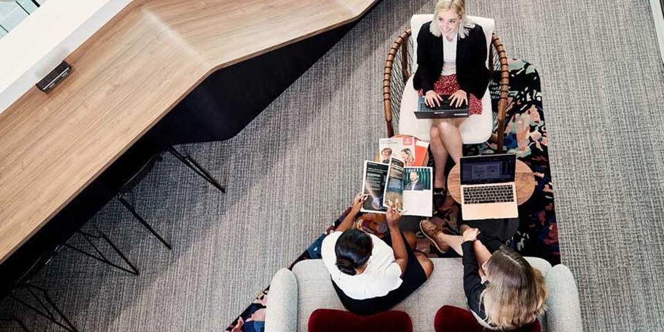 Murdoch students working in an office environment