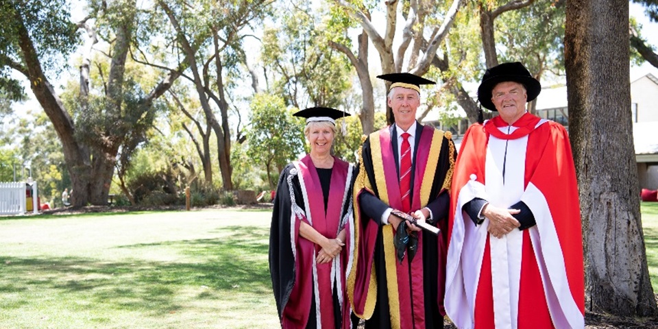Murdoch University Chancellor Gary Smith, Vice Chancellor Eeva Leinonen and Governor Kim Beazley