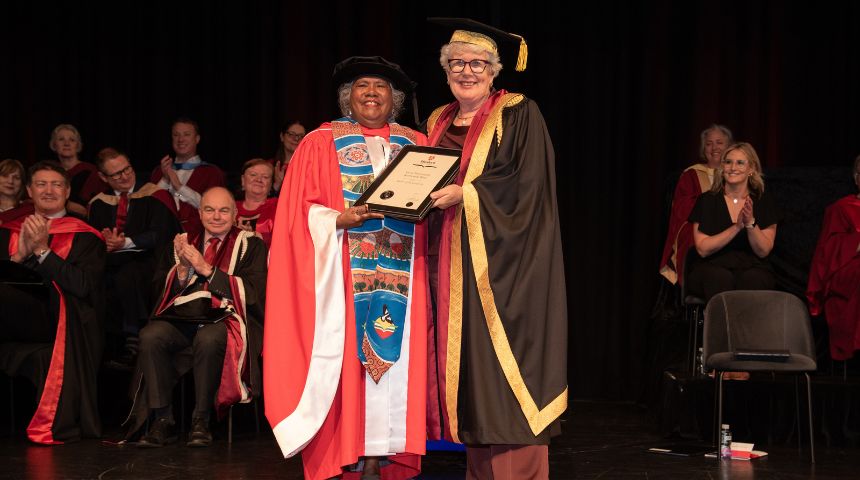 Dr Mara West receiving her Honorary Doctorate