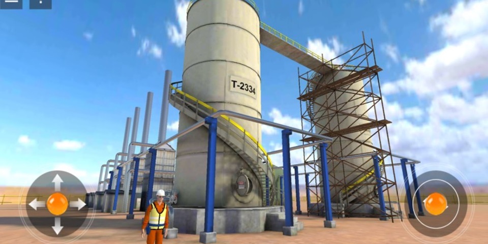 Virtual reality view of a construction plant