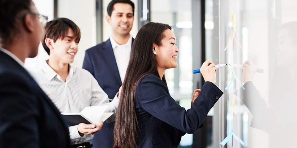 Influencer Business 860x480 Group of students writing on whiteboard