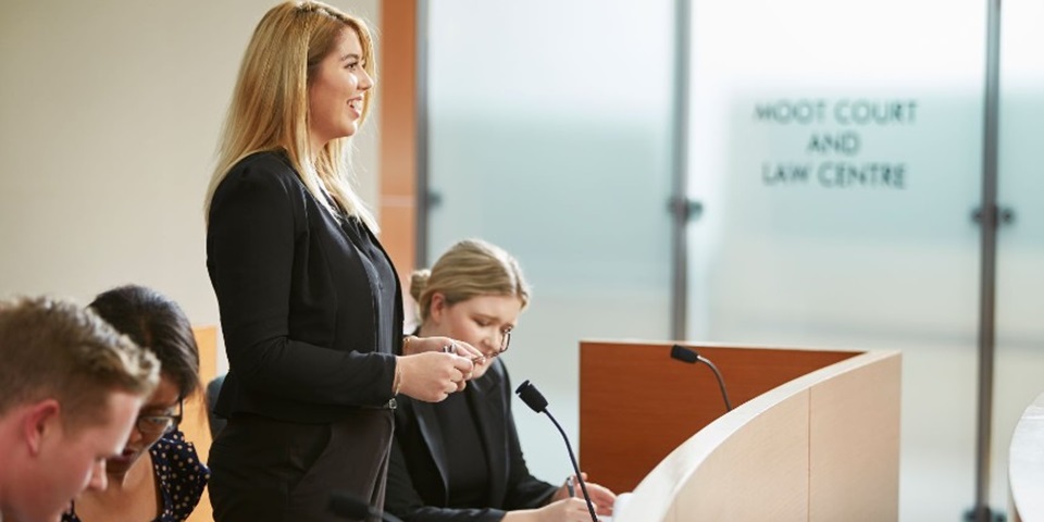 woman in a law court