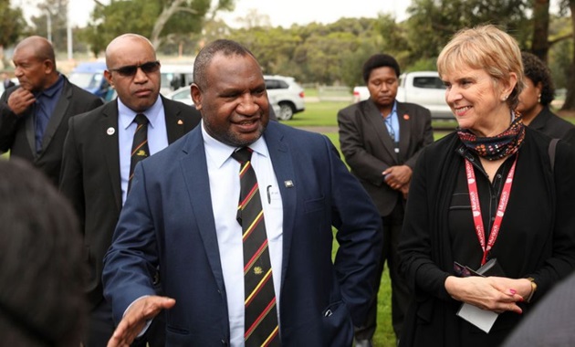 Prime Minister of Papua New Guinea James Marape with Professor Lyn Karstadt