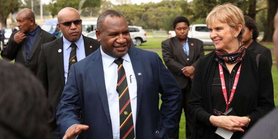 Prime Minister of Papua New Guinea James Marape with Professor Lyn Karstadt