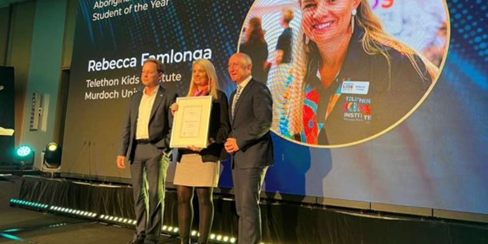 Rebecca accepting her award