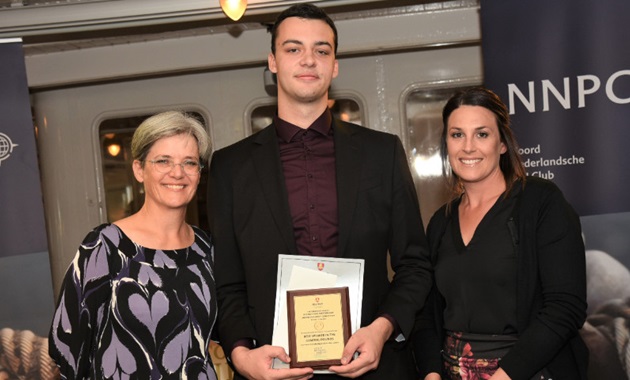 Reuben Pemberton-Ovens with Professor Kate Lewins and Michelle Barron