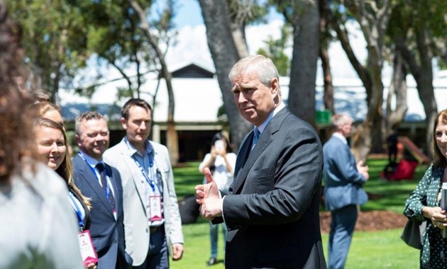 The Duke of York speaks to Pitch@Palace contestants at Murdoch in 2018