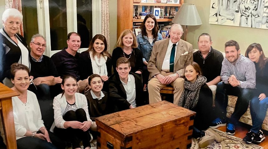 Professor O'Connor with his children and grandchildren.