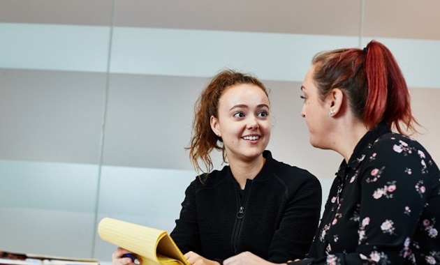 Two students working together