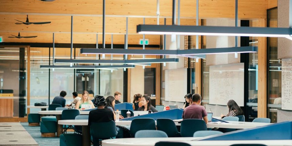 Uni Lingo Explained Feature Murdoch Students in the independent study area of Boola Katitijin